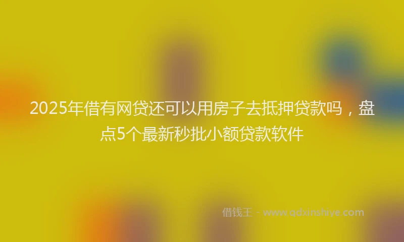 2025年借有网贷还可以用房子去抵押贷款吗，盘点5个最新秒批小额贷款软件