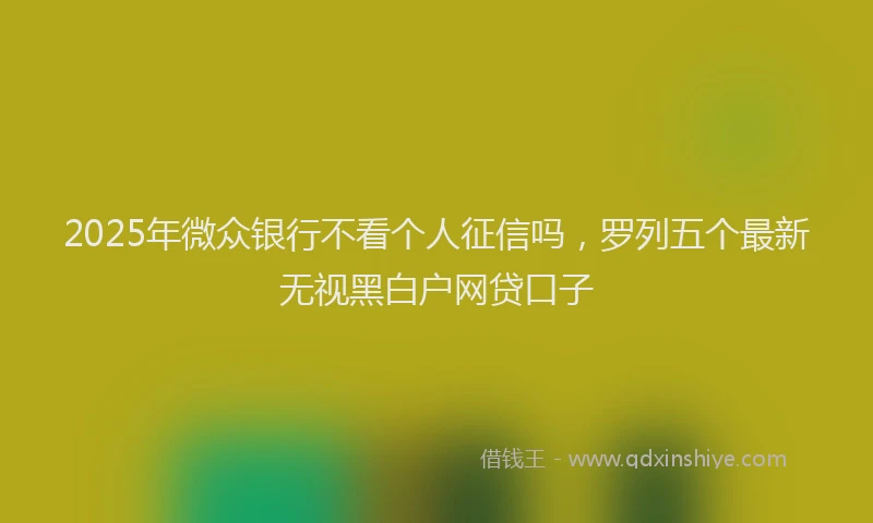 2025年微众银行不看个人征信吗，罗列五个最新无视黑白户网贷口子