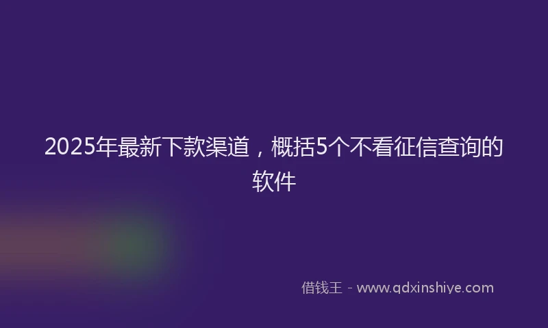 2025年最新下款渠道，概括5个不看征信查询的软件