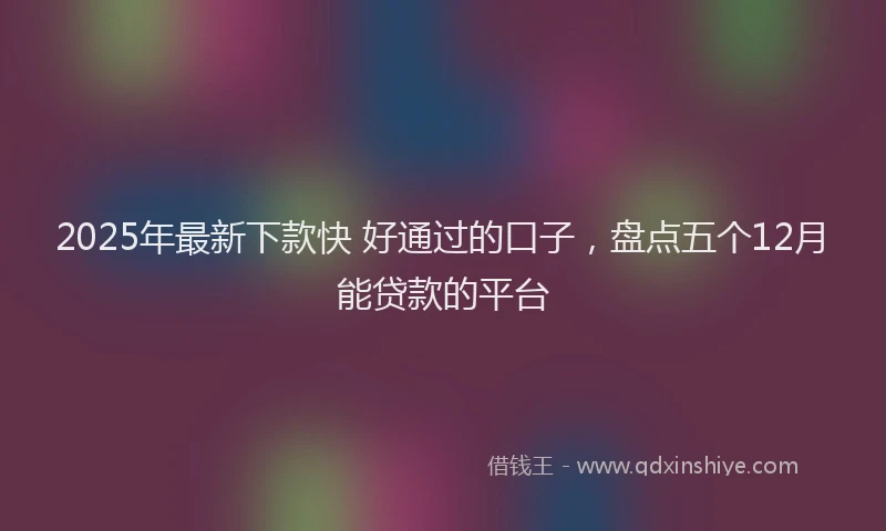 2025年最新下款快 好通过的口子，盘点五个12月能贷款的平台