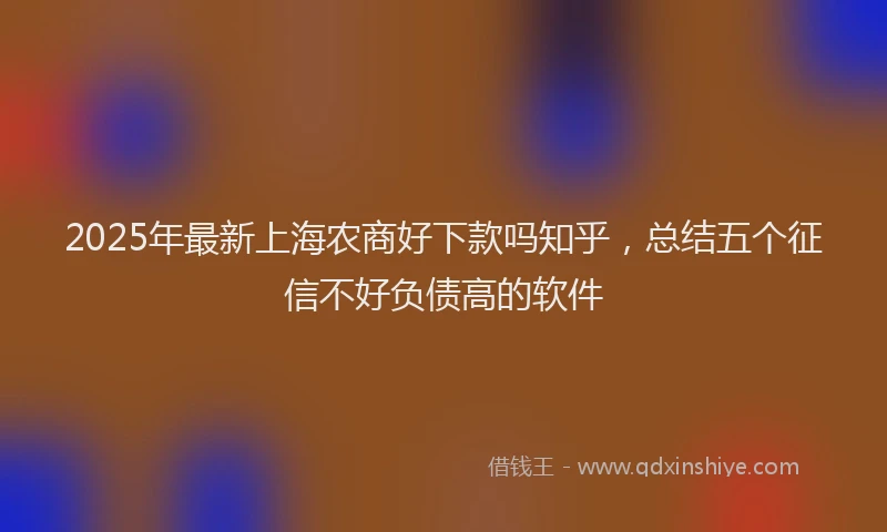 2025年最新上海农商好下款吗知乎，总结五个征信不好负债高的软件