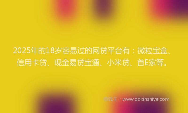 2025年的18岁容易过的网贷平台有：微粒宝盒、信用卡贷、现金易贷宝通、小米贷、首E家等。