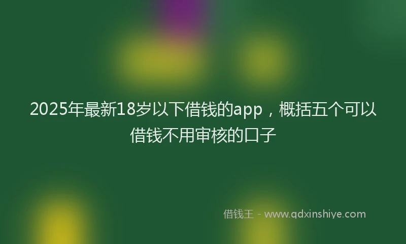 2025年最新18岁以下借钱的app，概括五个可以借钱不用审核的口子