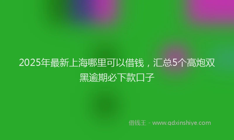 2025年最新上海哪里可以借钱，汇总5个高炮双黑逾期必下款口子