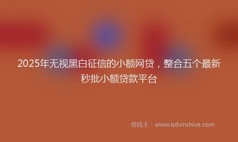 2025年无视黑白征信的小额网贷，整合五个最新秒批小额贷款平台