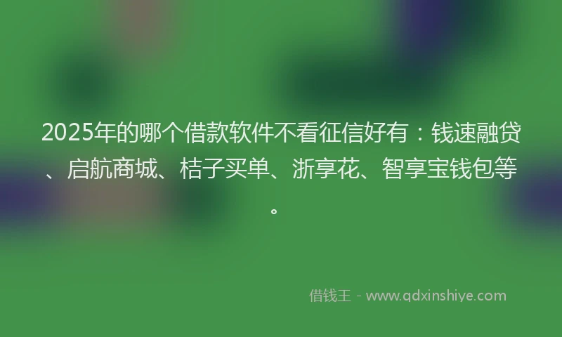 2025年的哪个借款软件不看征信好有：钱速融贷、启航商城、桔子买单、浙享花、智享宝钱包等。