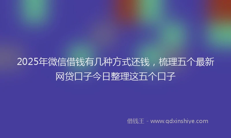 2025年微信借钱有几种方式还钱，梳理五个最新网贷口子今日整理这五个口子