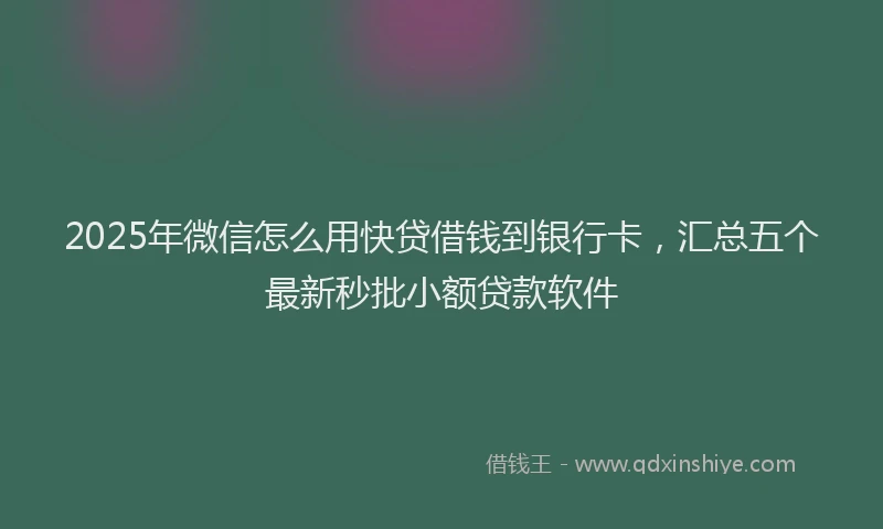 2025年微信怎么用快贷借钱到银行卡，汇总五个最新秒批小额贷款软件