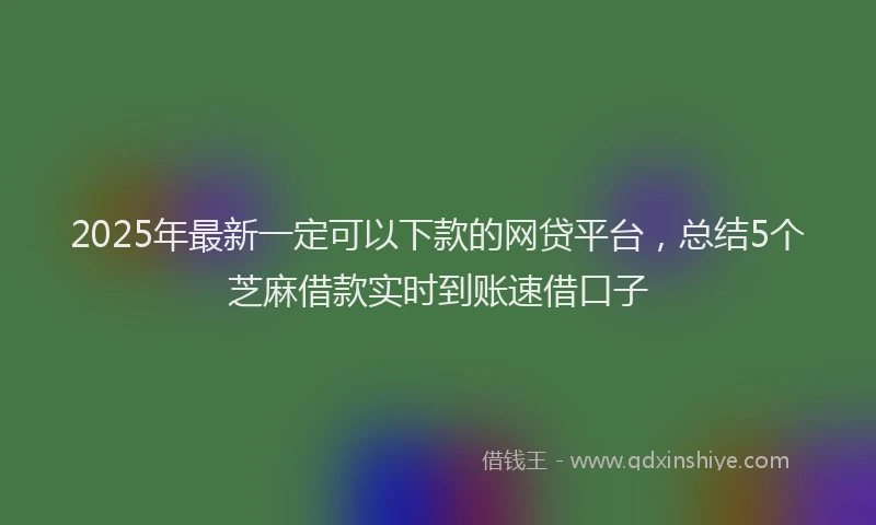 2025年最新一定可以下款的网贷平台，总结5个芝麻借款实时到账速借口子