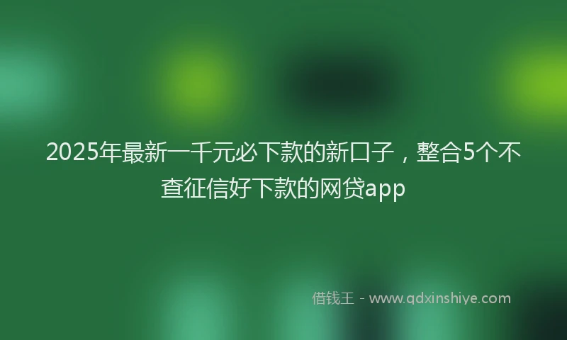 2025年最新一千元必下款的新口子，整合5个不查征信好下款的网贷app