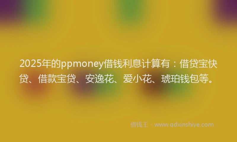 2025年的ppmoney借钱利息计算有：借贷宝快贷、借款宝贷、安逸花、爱小花、琥珀钱包等。