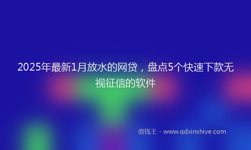 2025年最新1月放水的网贷，盘点5个快速下款无视征信的软件