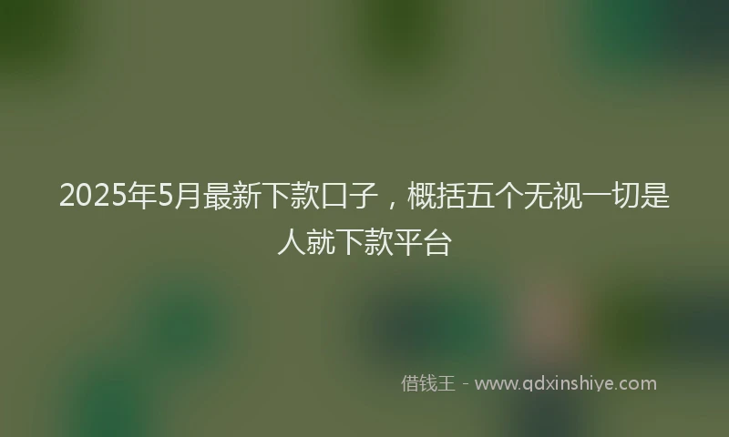 2025年5月最新下款口子，概括五个无视一切是人就下款平台