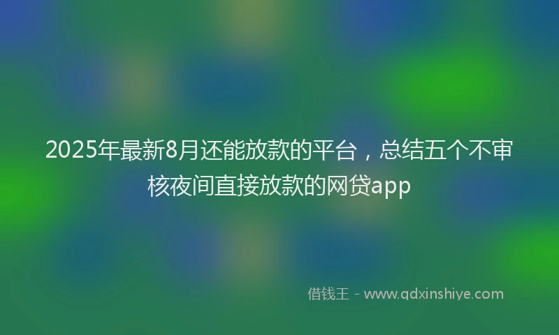 2025年最新8月还能放款的平台，总结五个不审核夜间直接放款的网贷app