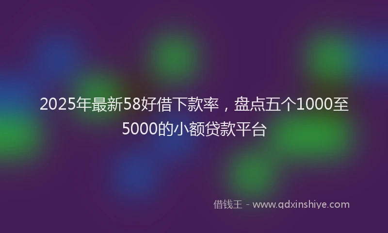 2025年最新58好借下款率，盘点五个1000至5000的小额贷款平台
