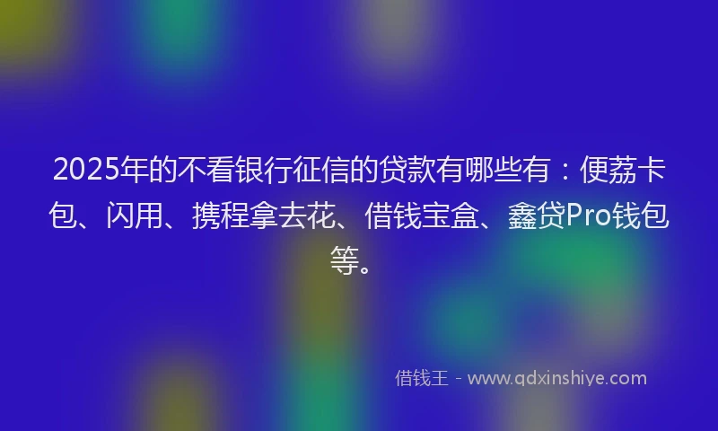 2025年的不看银行征信的贷款有哪些有：便荔卡包、闪用、携程拿去花、借钱宝盒、鑫贷Pro钱包等。