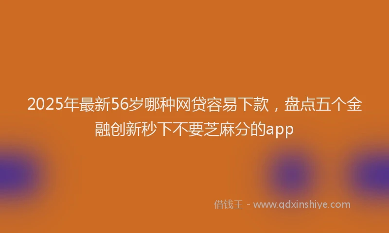 2025年最新56岁哪种网贷容易下款，盘点五个金融创新秒下不要芝麻分的app