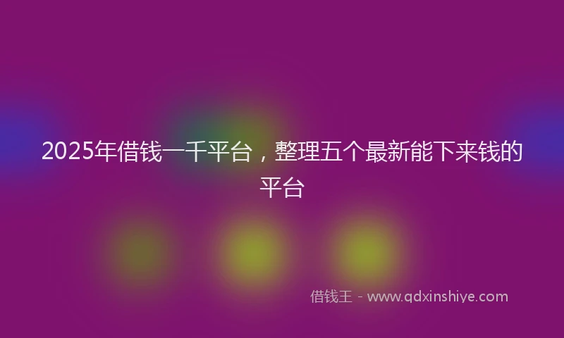 2025年借钱一千平台，整理五个最新能下来钱的平台