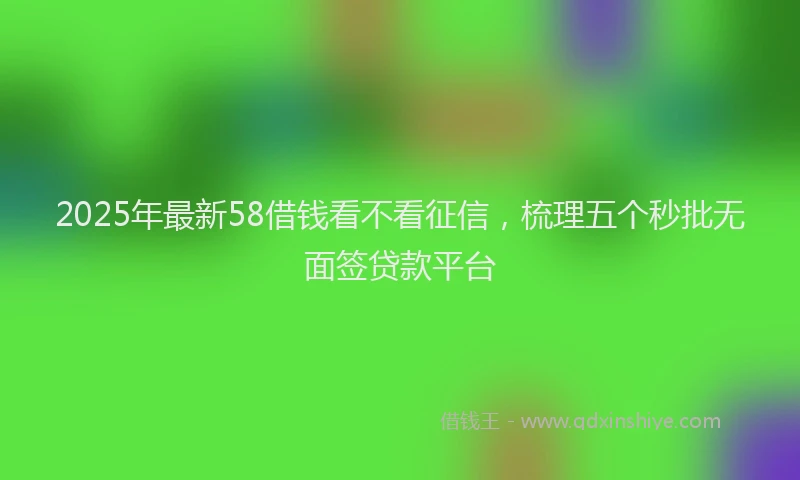2025年最新58借钱看不看征信，梳理五个秒批无面签贷款平台