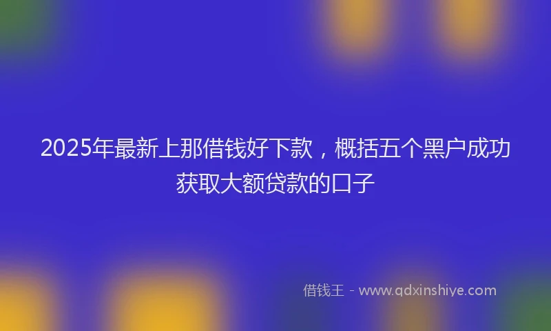 2025年最新上那借钱好下款，概括五个黑户成功获取大额贷款的口子