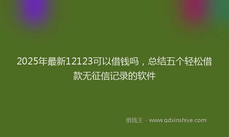 2025年最新12123可以借钱吗，总结五个轻松借款无征信记录的软件