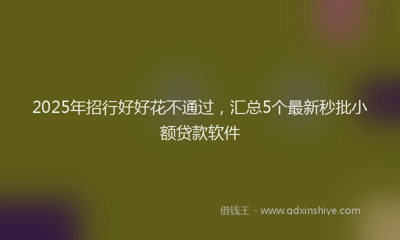 2025年招行好好花不通过，汇总5个最新秒批小额贷款软件