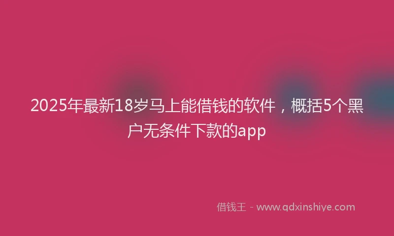 2025年最新18岁马上能借钱的软件，概括5个黑户无条件下款的app