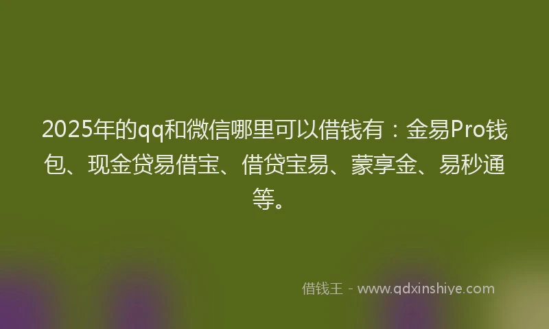 2025年的qq和微信哪里可以借钱有：金易Pro钱包、现金贷易借宝、借贷宝易、蒙享金、易秒通等。
