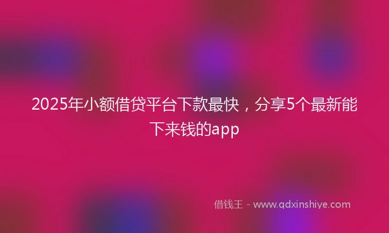 2025年小额借贷平台下款最快，分享5个最新能下来钱的app
