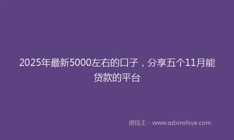 2025年最新5000左右的口子，分享五个11月能贷款的平台