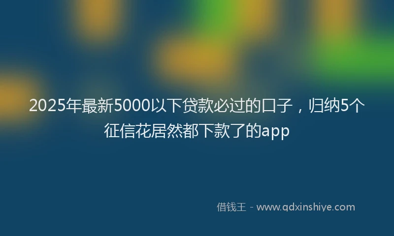 2025年最新5000以下贷款必过的口子，归纳5个征信花居然都下款了的app