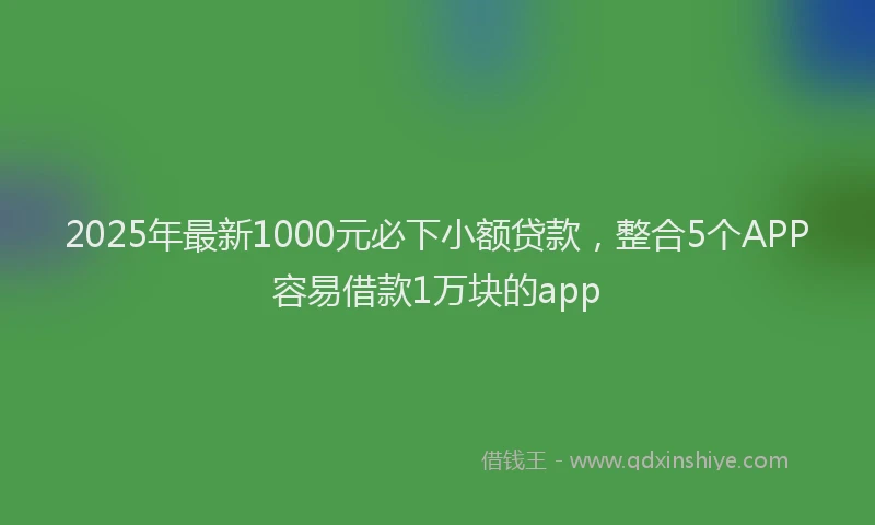 2025年最新1000元必下小额贷款，整合5个APP容易借款1万块的app