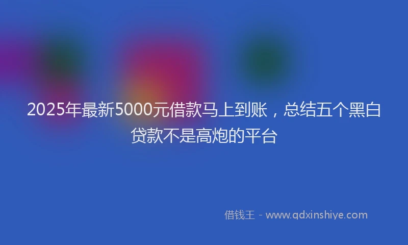2025年最新5000元借款马上到账，总结五个黑白贷款不是高炮的平台