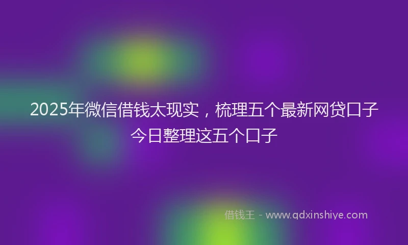2025年微信借钱太现实，梳理五个最新网贷口子今日整理这五个口子