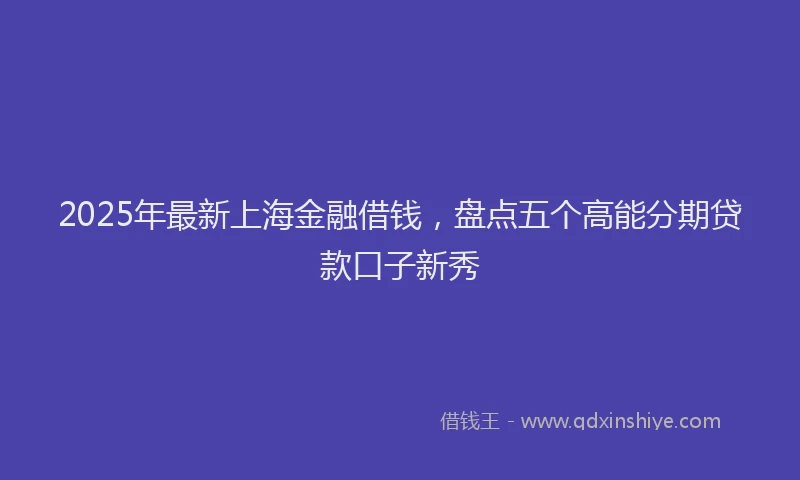 2025年最新上海金融借钱，盘点五个高能分期贷款口子新秀