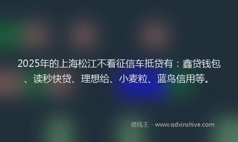 2025年的上海松江不看征信车抵贷有：鑫贷钱包、读秒快贷、理想给、小麦粒、蓝鸟信用等。