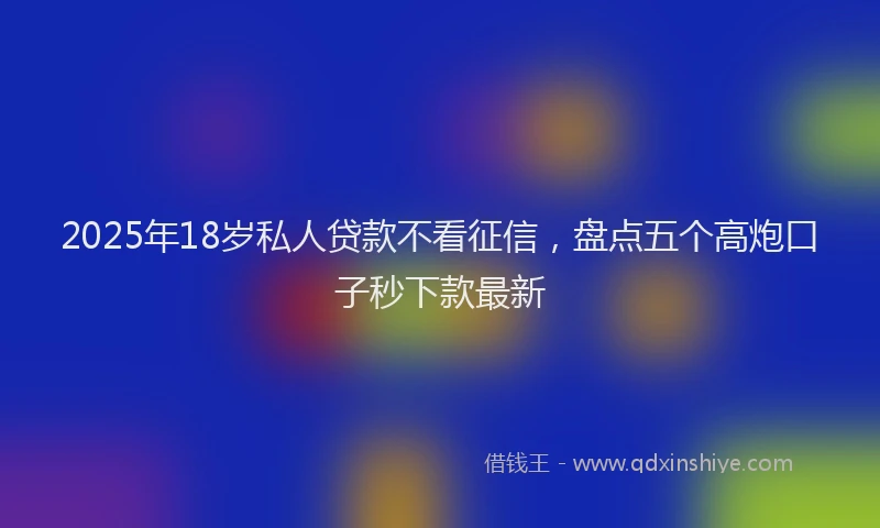 2025年18岁私人贷款不看征信，盘点五个高炮口子秒下款最新