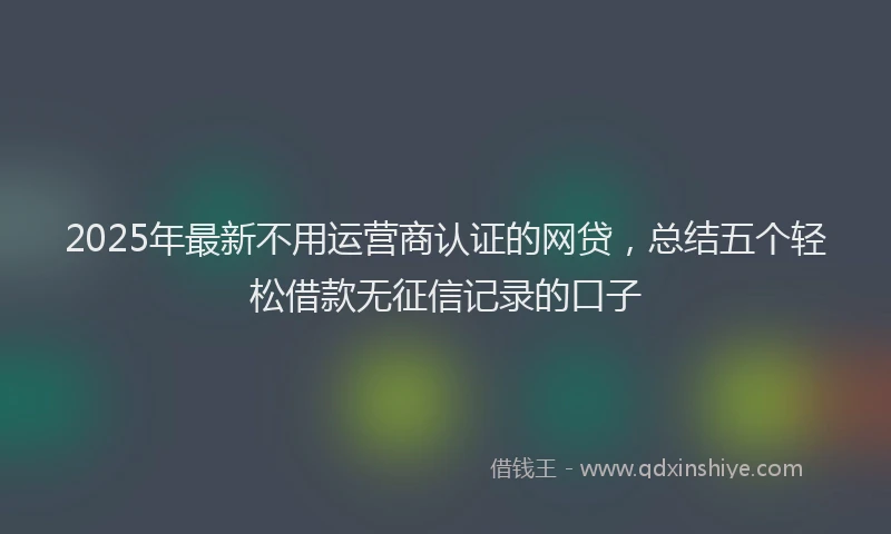 2025年最新不用运营商认证的网贷，总结五个轻松借款无征信记录的口子