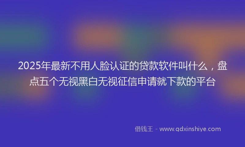 2025年最新不用人脸认证的贷款软件叫什么，盘点五个无视黑白无视征信申请就下款的平台
