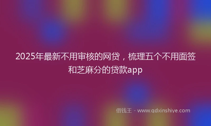 2025年最新不用审核的网贷，梳理五个不用面签和芝麻分的贷款app