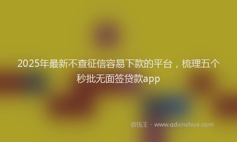 2025年最新不查征信容易下款的平台，梳理五个秒批无面签贷款app