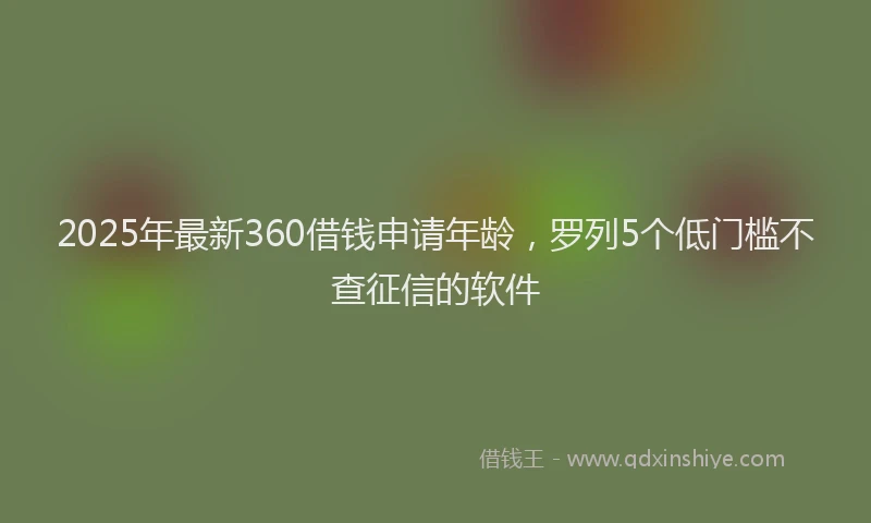 2025年最新360借钱申请年龄，罗列5个低门槛不查征信的软件