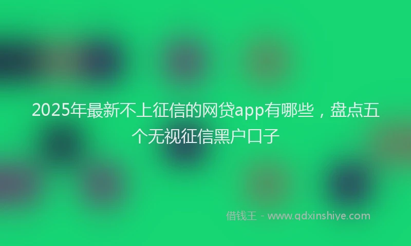 2025年最新不上征信的网贷app有哪些，盘点五个无视征信黑户口子