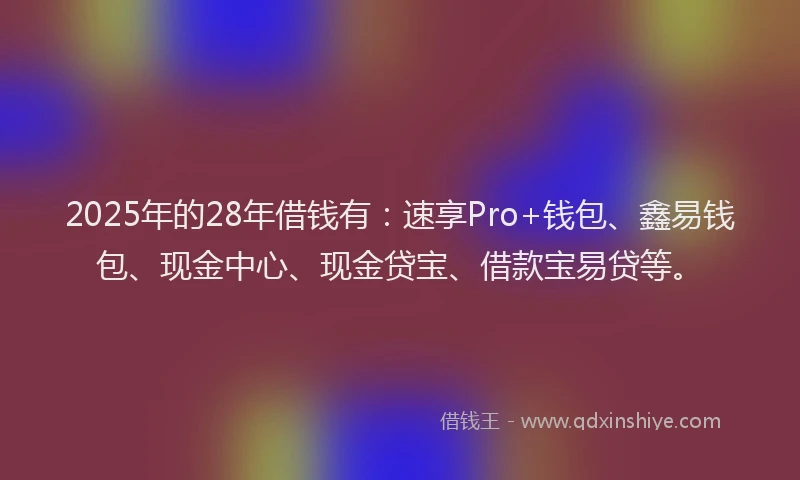 2025年的28年借钱有：速享Pro+钱包、鑫易钱包、现金中心、现金贷宝、借款宝易贷等。