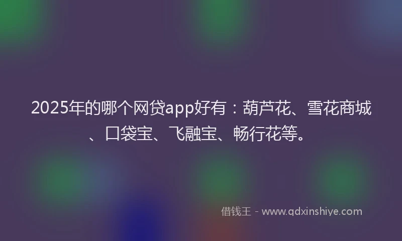 2025年的哪个网贷app好有：葫芦花、雪花商城、口袋宝、飞融宝、畅行花等。