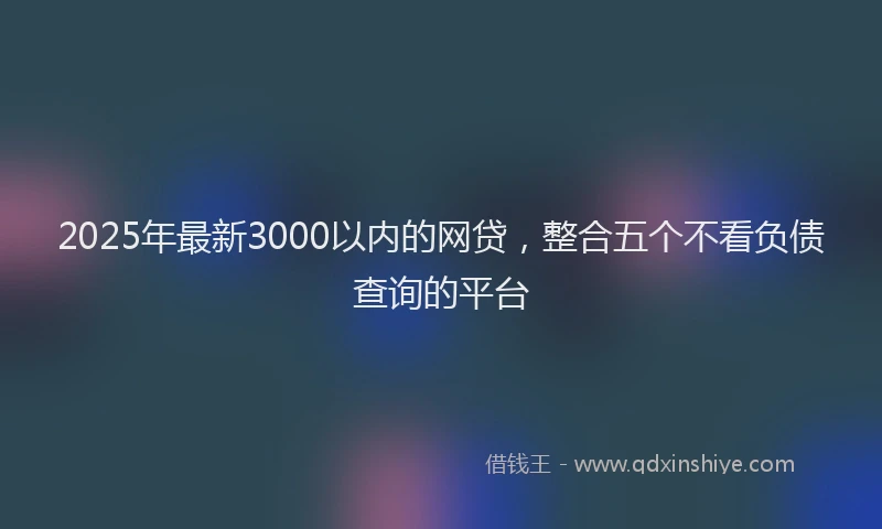 2025年最新3000以内的网贷，整合五个不看负债查询的平台