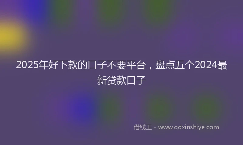 2025年好下款的口子不要平台，盘点五个2024最新贷款口子