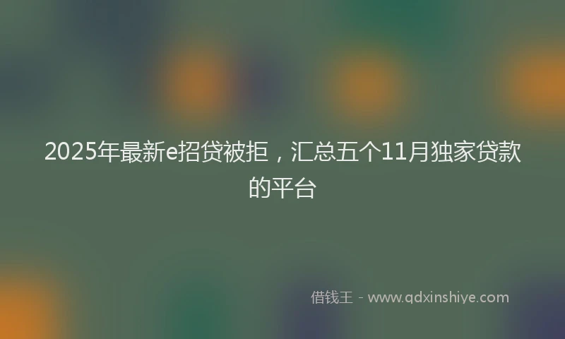 2025年最新e招贷被拒，汇总五个11月独家贷款的平台