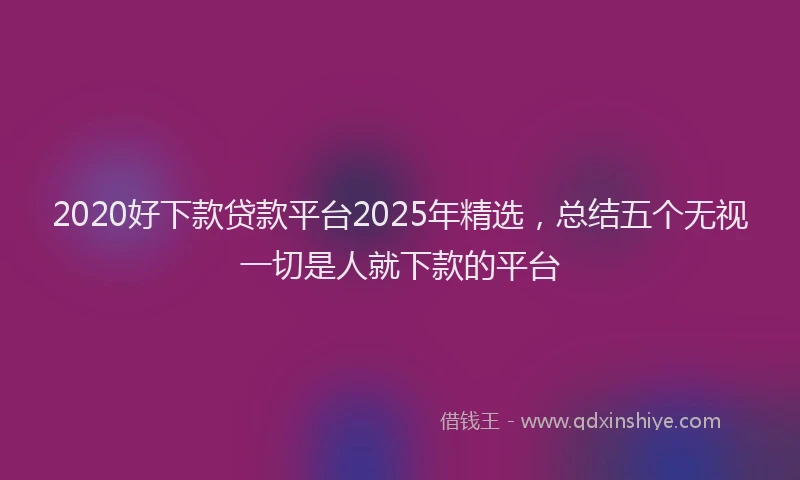 2020好下款贷款平台2025年精选,总结五个无视一切是人就下款的平台