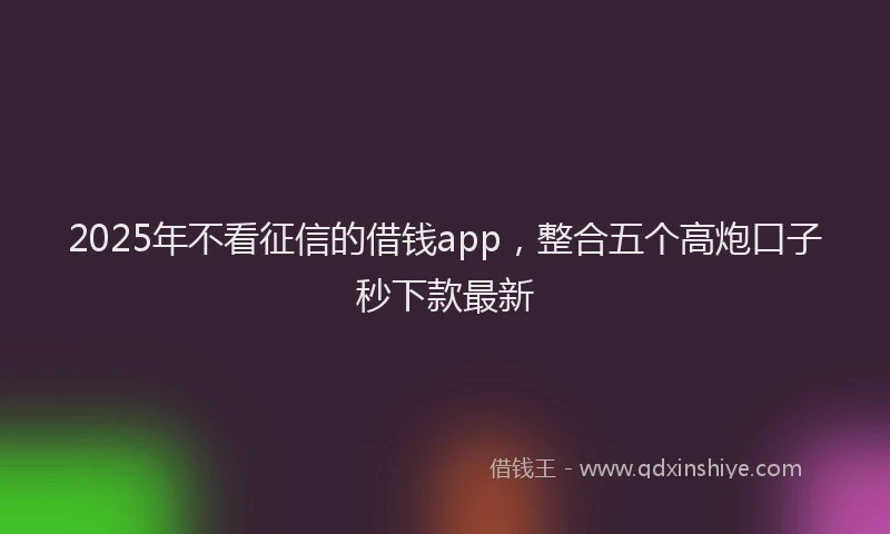 2025年不看征信的借钱app，整合五个高炮口子秒下款最新